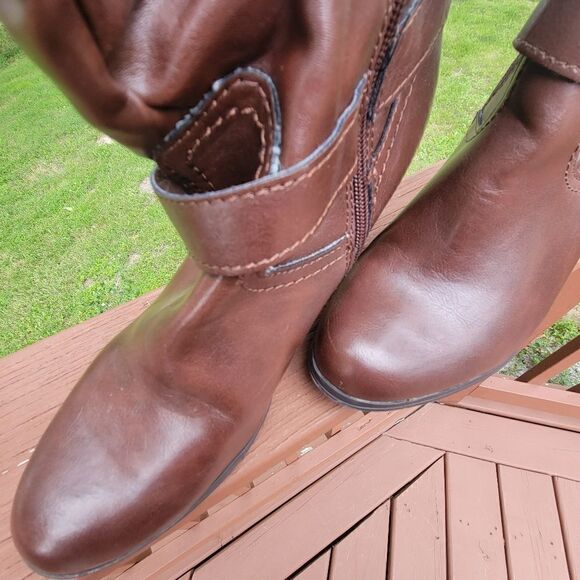 Arizona Jean Company Absolute Chocolate Brown Faux Leather Slouchy Boot Size 10 - Picture 5 of 11